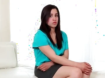 Hot unskilful teen in a private show masturbating with a dildo