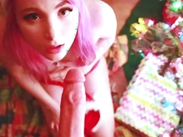 Small tit brunette gives a POV blowjob